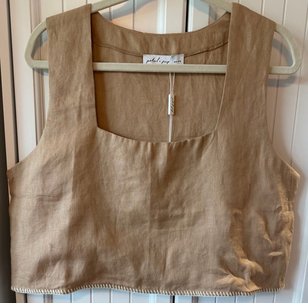 Petal & Pup Women's Odette Square Neck Sleeveless Linen Top sz XL NWT